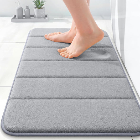 OLANLY Memory Foam Bath Mat - Super Soft & Absorbent | Quick Dry, Machine Washable, 24x16, Grey