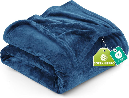Utopia Bedding Fleece Blanket - Luxury Soft Royal Blue Microfiber | Queen Size 90x90 Inch