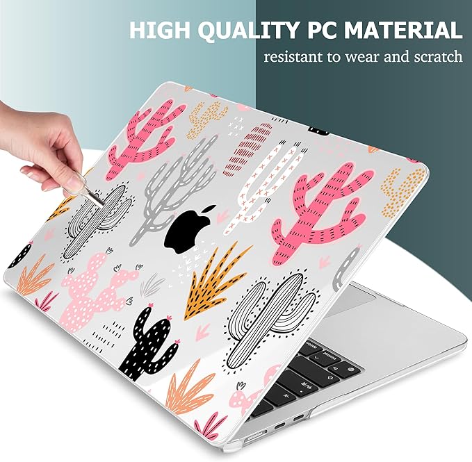 Mektron for 2026 MacBook Air 13-inch M5 Laptop Case A3449 with 13.6-inch Liquid Retina Display Fits 2025 A3240 M4 2024 A3113 M3 2023 A2681 M2 Printed Hard Shell for MacBook Air 13.6", Colorful Cacti
