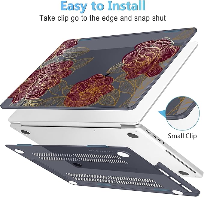 Mektron Case for 2026 M5 MacBook Pro 16 inch A3429 A3428 M4 A3403 A3186 M3 A2991 M2 A2780 M1 A2485 (2021-2025) Pro/Max with Liquid Retina XDR, Hard Shell Plastic Laptop Cover, Golden Rose