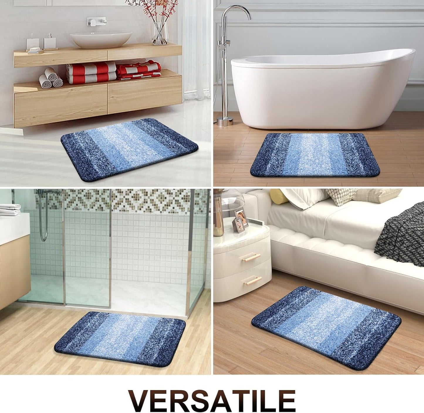 OLANLY Bathroom Rugs | Extra Soft Microfiber Mat 30x20 - Quick Dry, Machine Washable, Navy