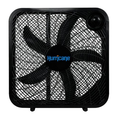 Hurricane Classic Floor Mount Box Fan w/ 3 Quiet Speeds, Black, 20" - Corded Portable Electric Air Cooling Unit w/ Powerful 2400 CFM Airflow for Home, Garage, Office, Bedroom & Basement