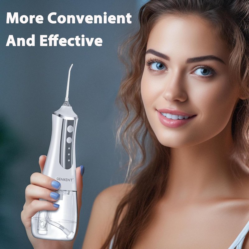 Water Flosser | 300ML Rechargeable Dental Oral Irrigator with 3 Modes & 5 Tips - Waterproof Electric Flossing Device (White)