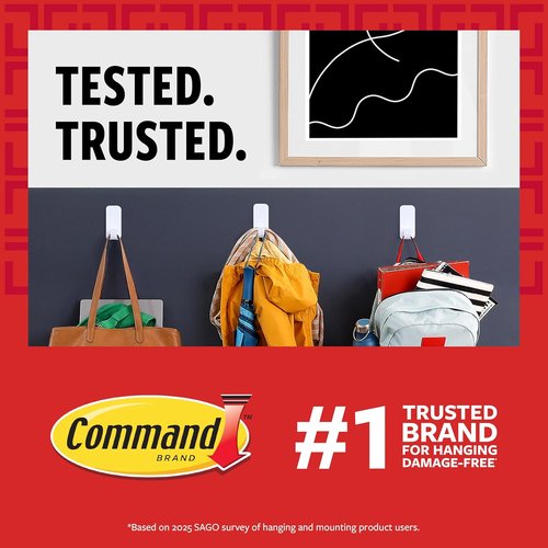 Command 5 lb Large Utility Hooks - Damage-Free Adhesive Wall Hooks for Home & Office Organization | 14 Hooks & 16 Strips