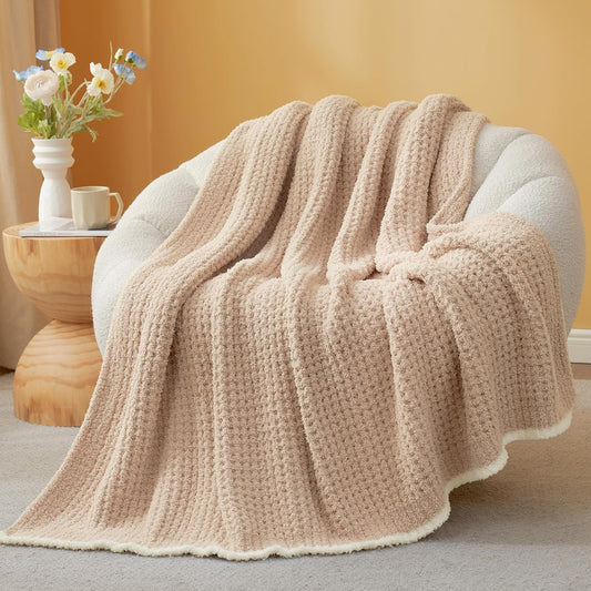 Snuggle Sac Waffle Throw Blanket - Reversible Microfiber Cozy Knit 50x60 Inches | Perfect Gift for Women