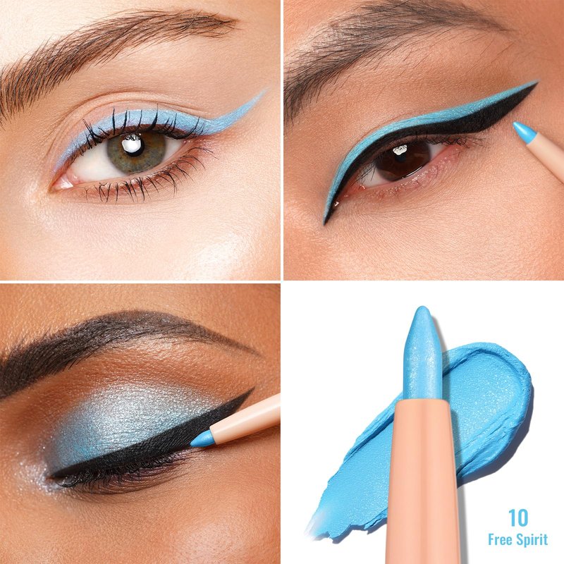 Oulac Blue Eyeliner Pencil, Waterproof Retractable Eye Liner Pen, Smooth and Creamy Eye Makeup for Precision Application Vegan & Cruelty-Free, 10 Free Spirit