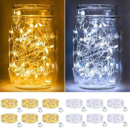 Btfarm 12 Pack Fairy Lights - Battery Operated 20 LED Twinkle Lights | Waterproof Silver Wire for Weddings & Decor