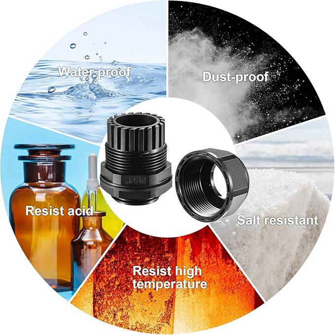 RTHIEAI 25 PCS 1/2"(6-12.5mm) NPT Nylon Cable Gland Joints with Gaskets, IP68 Adjustable Lock Nut Strain Relief Cord Grip Waterproof Cable Glands - UL Listed and RoHS Compliant