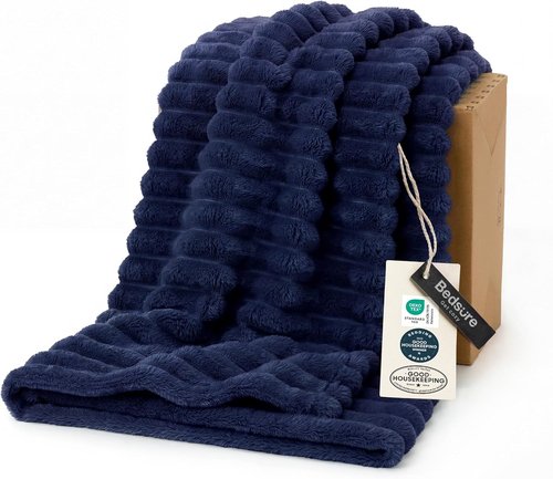 Bedsure GentleSoft Navy Blue Fleece Blanket - Cozy Soft Throw for Couch, 50x70 Inches