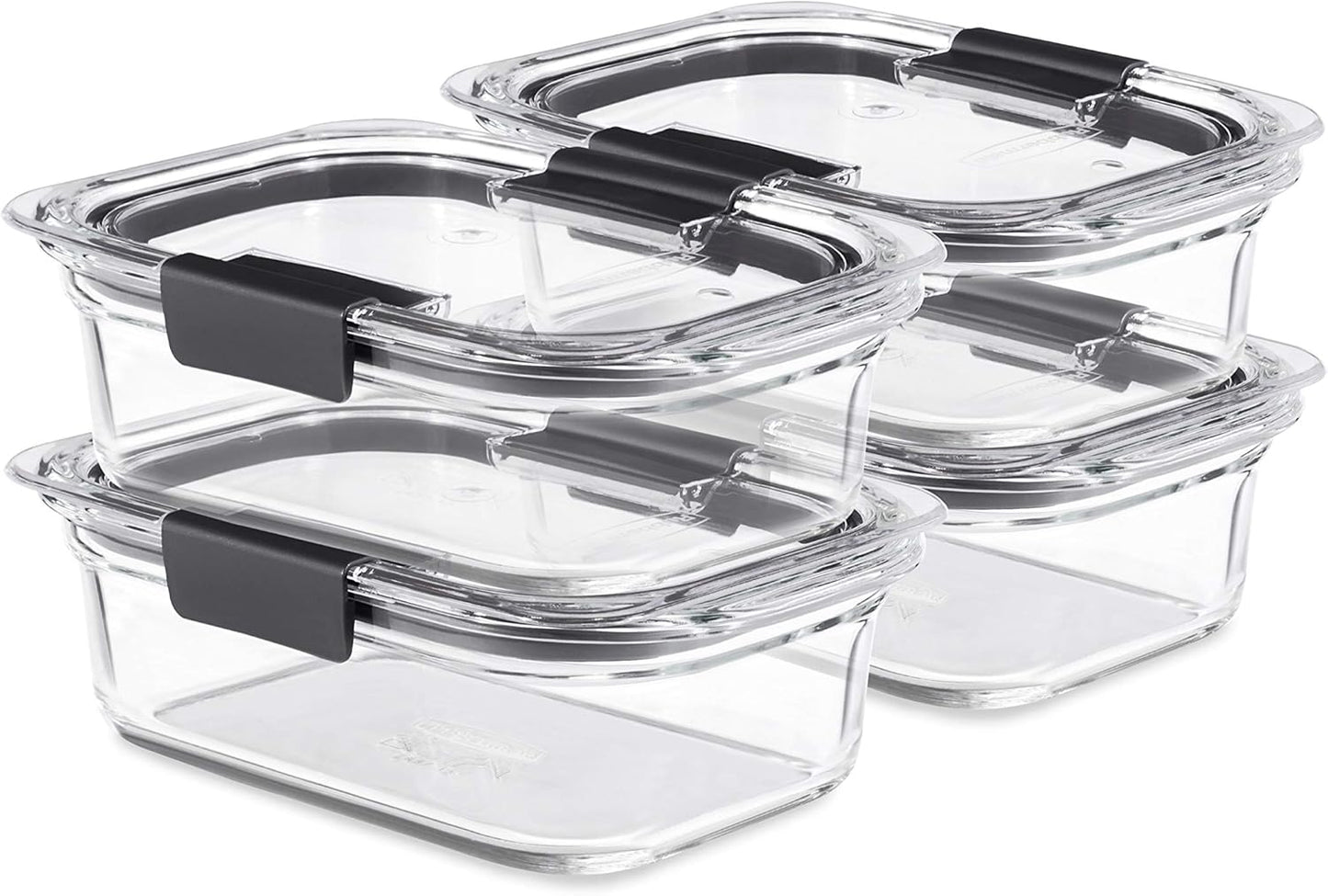 Rubbermaid Brilliance Glass Food Storage Containers - Leak-Proof & BPA-Free | 3.2 Cup, Set of 4, Clear