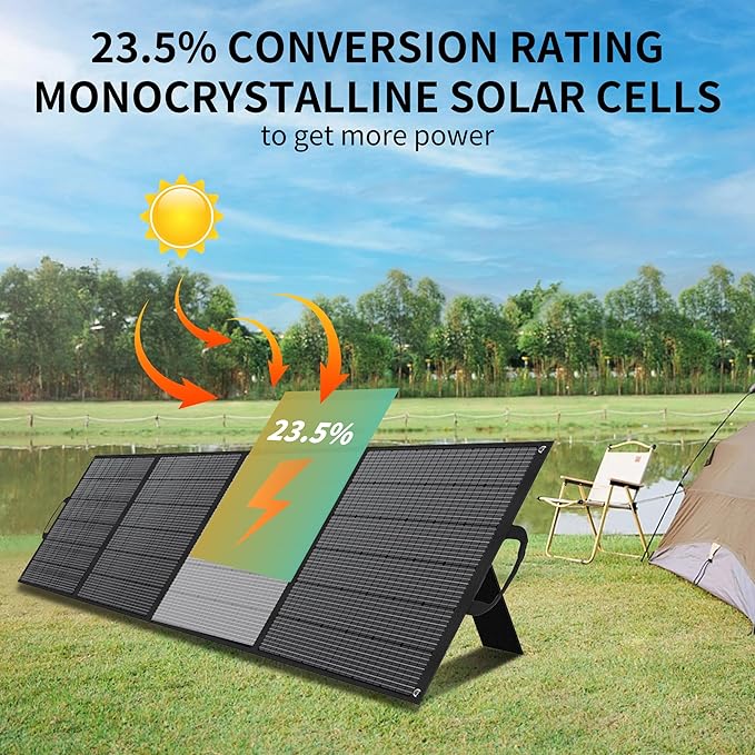VLAIAN 400W Portable Solar Panel for Power Station Generator,400 Watt Foldable Solar Panel Charger with MC4 Output,3-in-1 DC Connector,23.5% High Efficiency for Outdoor Camping RV Travel (400W)
