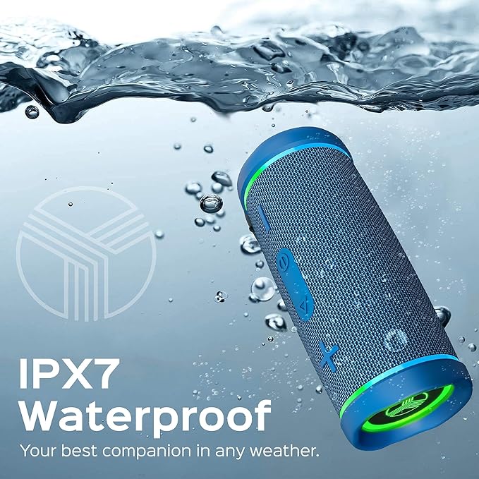 TREBLAB HD77 – Waterproof Bluetooth Speaker, 30W Loud 360° Sound, Deep Bass, IPX7, TWS Pairing, RGB Lights, 20H Battery, Portable Wireless Speaker for Outdoor, Beach, Camping, Party, Travel