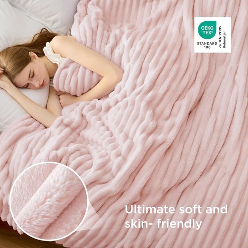 Bedsure GentleSoft Blanket - Cozy California King Size Throw in Crystal Pink, 102x96 Inches