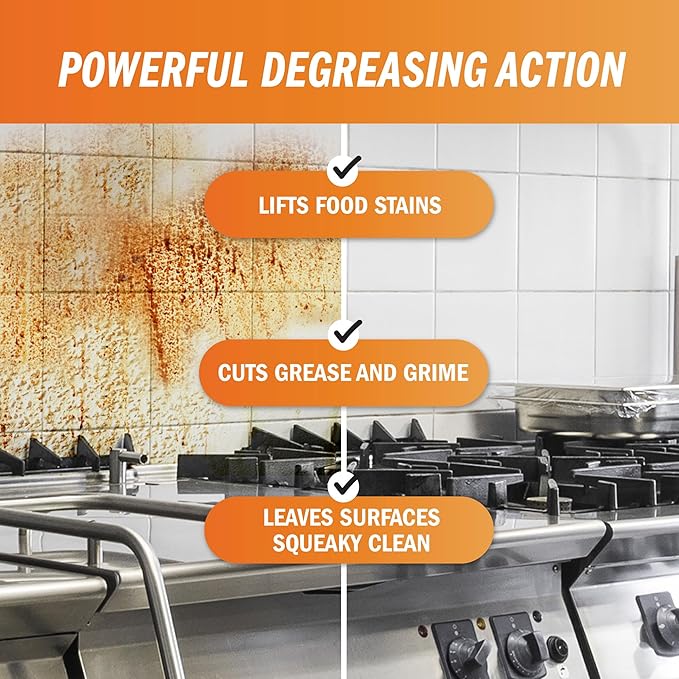 Degreaser Concentrate - Heavy Duty - Makes 64 Gallons of Cleaner- Commercial Kitchen Strength - Removes tough grease, grime and food soils - Restaurant Floor Degreaser