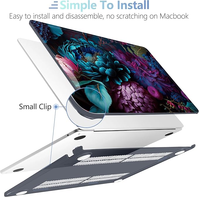 MEEgoodo Case for M5/M4/M3/M2 MacBook Air 13 inch Case 2026 2025 2024 2022, Fit Model A3449/A3240/A3113/A2681, Laptop Hard Shell Compatible with MacBook Air 13.6-inch, Beautiful Fantasy Flower