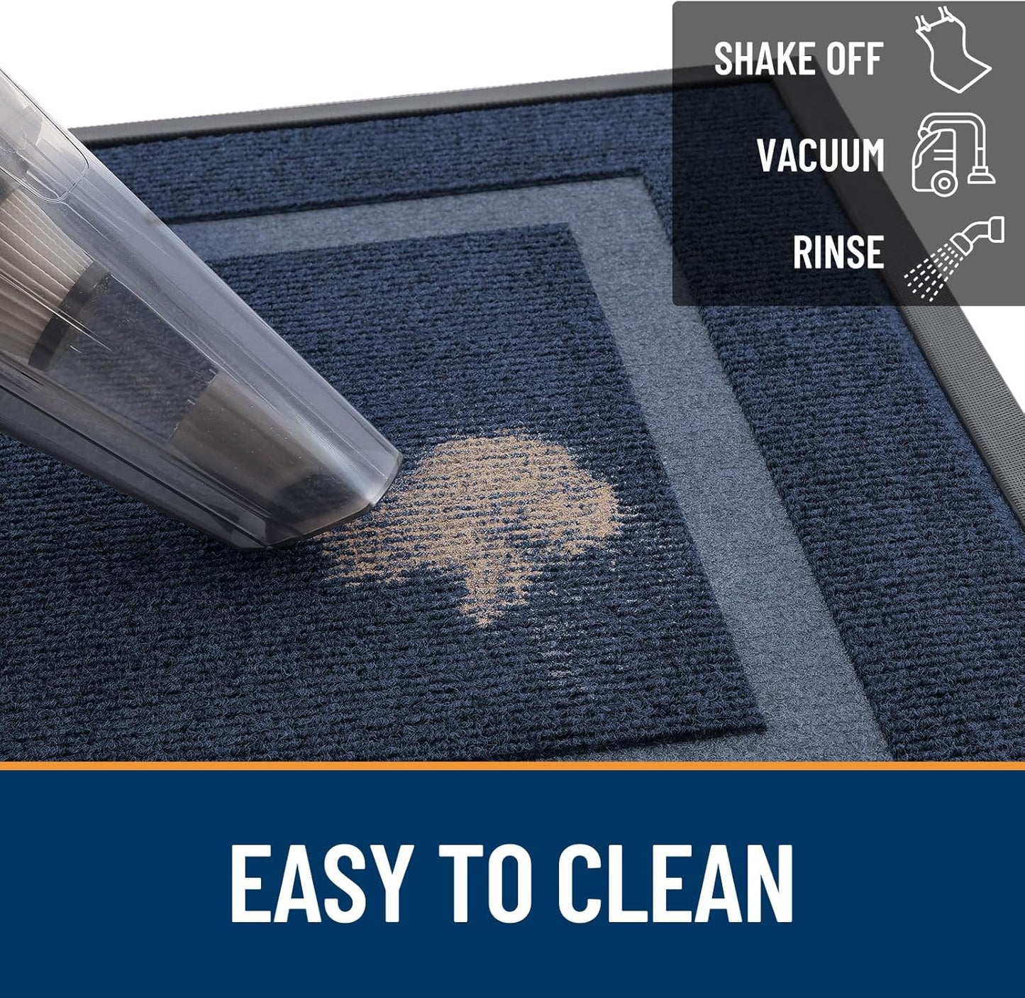 OLANLY Waterproof Front Door Mat - All-Season Indoor/Outdoor Doormat, Easy Clean, 47x30, Blue