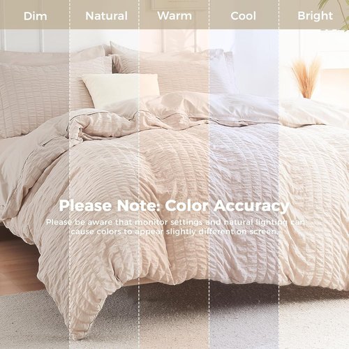 HYMOKEGE King Comforter Set - Beige Oversized 7-Piece Luxury Bedding Set with Sheets & Pillowcases