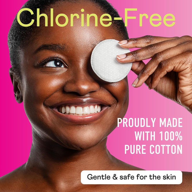 Swisspers Cotton Rounds - Hypoallergenic Dual-Sided Makeup Removal Pads | 100% Pure Chlorine-Free Cotton, 100 Pads (Pack of 6)