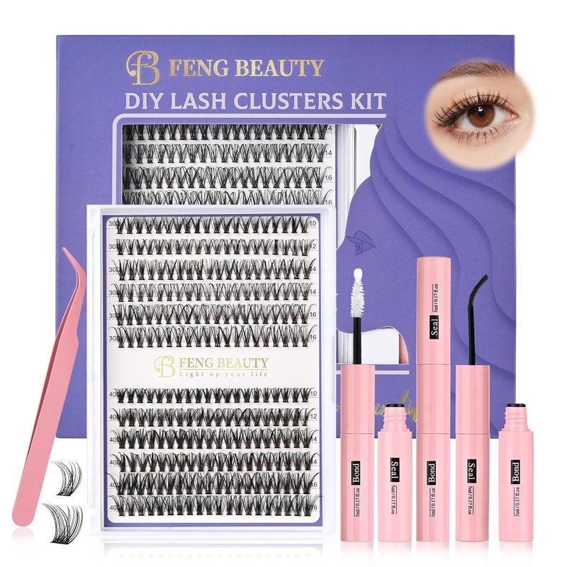 Eyelash Clusters Kit - 240PCS Natural Wispy Extensions with Bond & Seal | Mixed Lengths 10-16mm