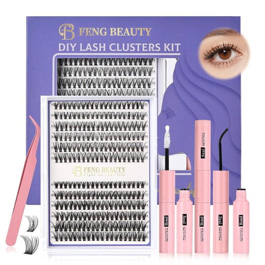 Eyelash Clusters Kit - 240PCS Natural Wispy Extensions with Bond & Seal | Mixed Lengths 10-16mm