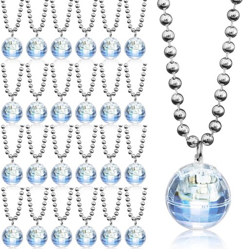 Henoyso LED Disco Ball Necklaces - 24 Pcs Colorful Light-Up Party Favors for Bachelorette & Birthdays