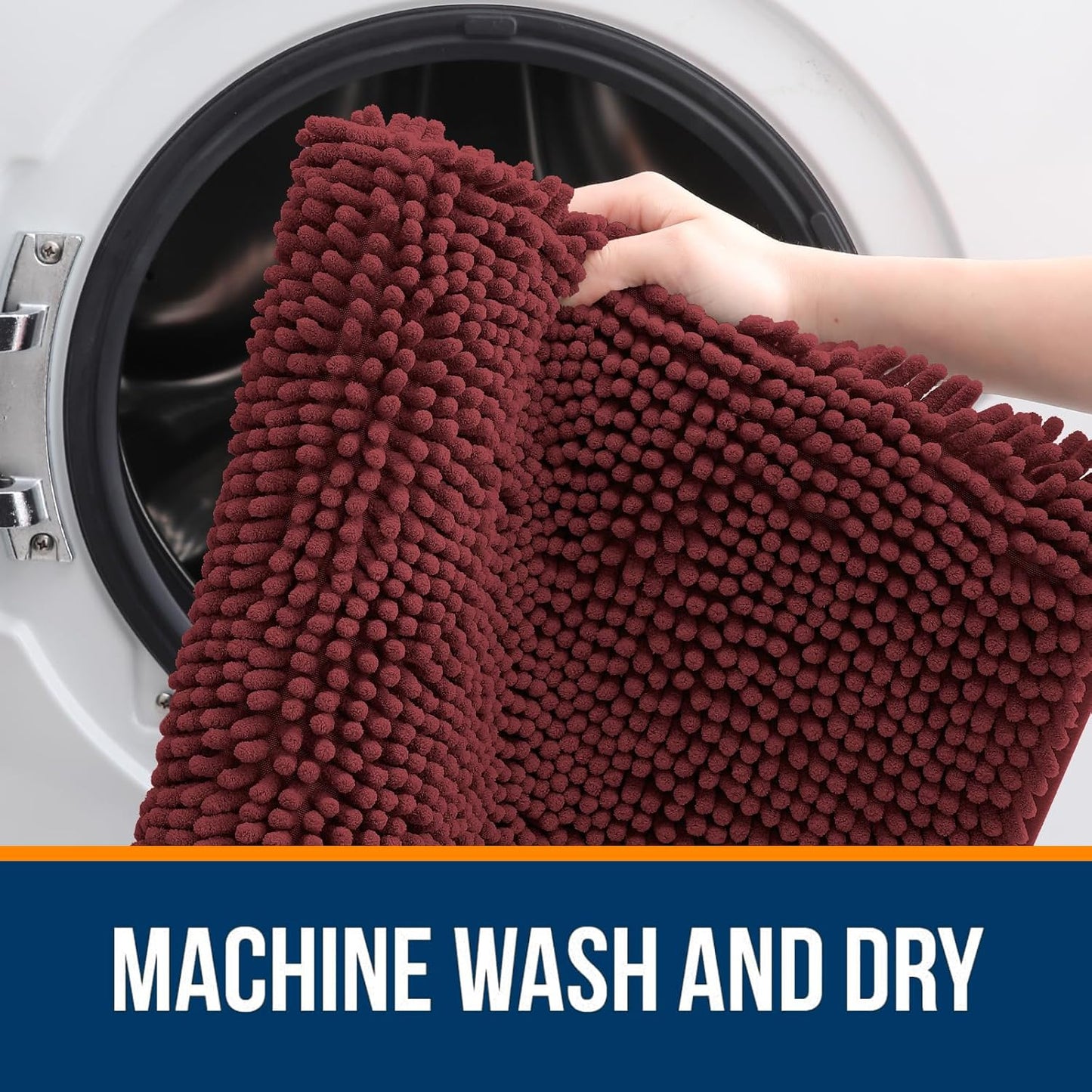 OLANLY Soft Absorbent Chenille Bath Rugs - Quick Dry, Machine Washable 24x16 | Andorra Red-Brown