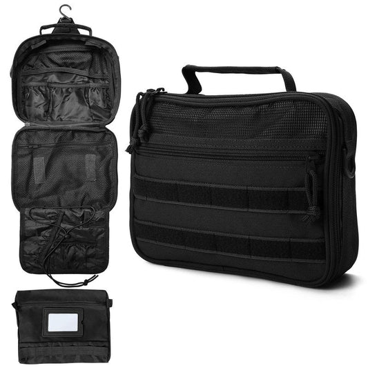 GVCELS Mens Toiletry Travel Bag Tactical Toiletry Bag for Men Bathroom Dopp Kit Hanging Travel Toiletry Bag for Men Shaving Hygiene Bag Travel Toiletry Organizer Short Trips Bag, Black