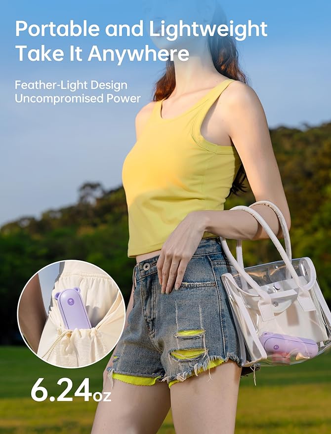 JISULIFE Handheld Fan 8 Plus: All-in-One Mini Fan with 40Hrs Cooling & 4500mAh PowerBank & Flashlight, USB Rechargeable, Portable Pocket Size for Travel, Makeup, Concert, Gifts for Women(Purple)