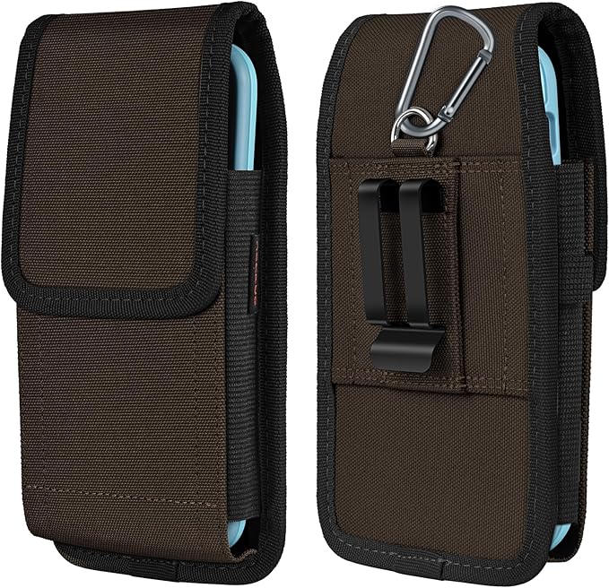 ACCKUO Phone Holster for Belt with Metal Clip and Magnetic Closure Compatible with iPhone 17/16/15/14/13/12 Pro and Non-Pro, Galaxy S26 S25 S24 S23 S22 for Everyday Protection, M-Coffee