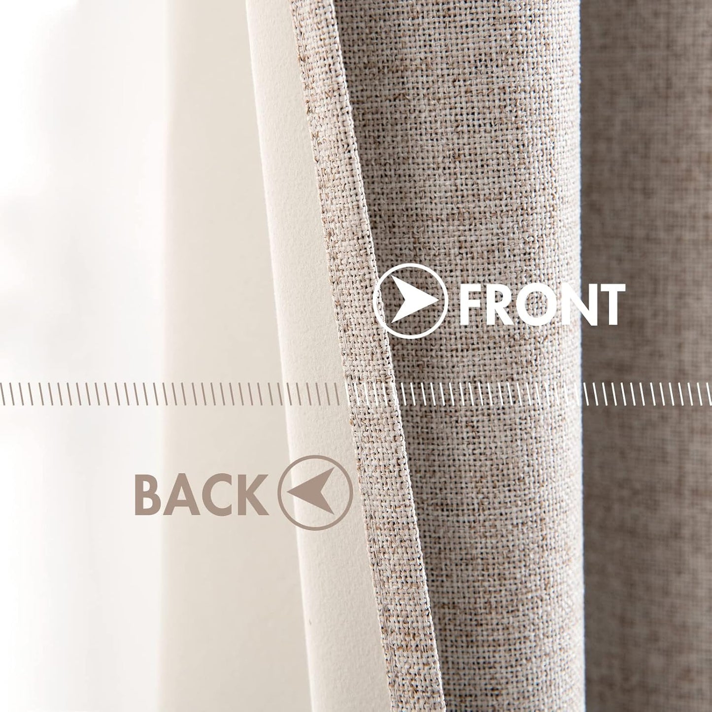 MIULEE Linen Blackout Curtains - 100% Room Darkening Thermal Insulated Grommet Panels | Khaki, 42" x 63" (2 PCs)