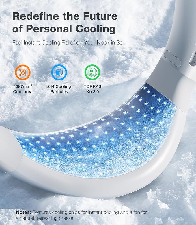 TORRAS COOLiFY Air 2026 Upgraded Neck Fan Air Conditioner, Dual-Airflow Pro Cooling, Ultra Light Portable Fan Rechargeable, Personal Cooling Fan Travel Essentials, Gift for Dad Father,Ivory White