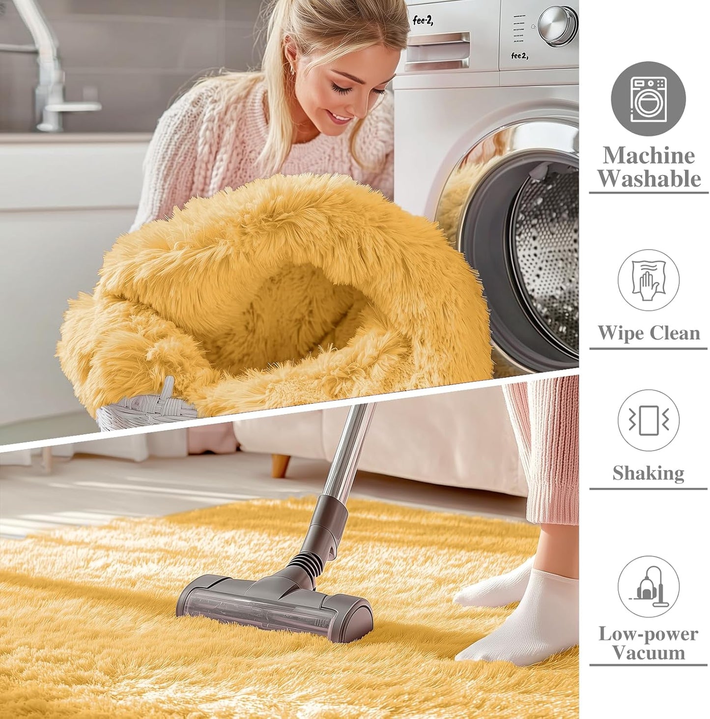 OLANLY Area Rugs - Soft Fluffy Shaggy Indoor Carpet for Living Room & Bedroom | 4x5.9 ft Mustard Yellow