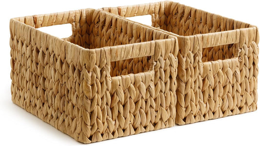 StorageWorks Wicker Basket - Organizing Baskets with Built-in Handles | Medium 2-Pack in Natural Hyacinth