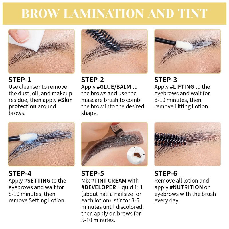 Lash Lift and Color Kit, Brow Lamination Kit with Color, DIY Eyelash Perm Curling for Voluminous Lashes and Brows, Home and Salon Use – Libeauty
