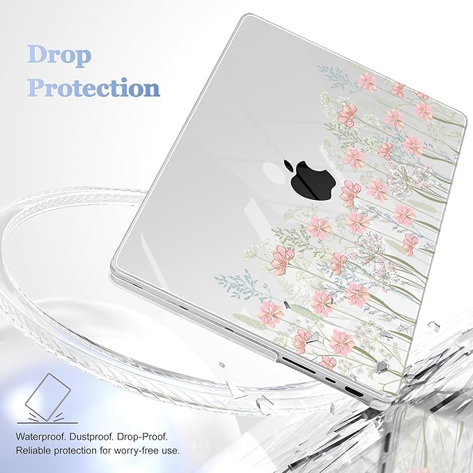 Lepeoac for MacBook Pro 16 inch Case M1 M2 M3 M4 M5 Pro/Max with Liquid Retina XDR, Release 2021-2025 2026 A3429 A3428, Hard Shell Case with Screen Protector & Keyboard Cover, Floral C322