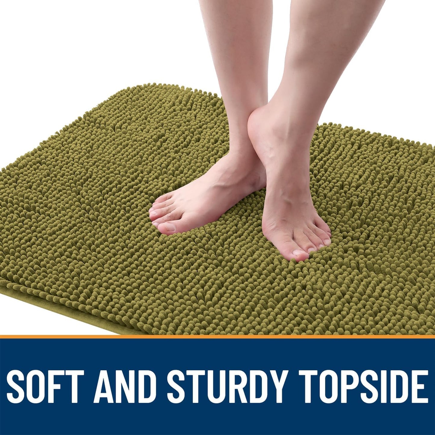 OLANLY Dog Door Mat - Absorbent Non-Slip Chenille Mat for Muddy Paws | 24x16, Quick Dry, Willow Green