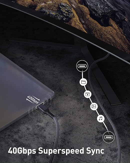Maxonar [2 Pack 4FT] Thunderbolt 4 Cable, 40Gbps Sync, 240W Charging, 8K/5K Display, All-in-One Cable Replaces Multiple Cables for 2026 Studio Display, MacBook, SSD, Docking