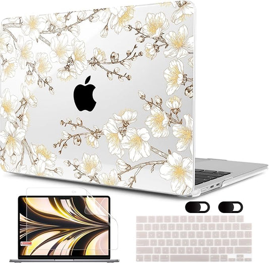 MEEgoodo Case for M5/M4/M3/M2 MacBook Air 13 inch 2026 2025 2024 2022, Fit Model A3449/A3240/A3113/A2681, Case Compatible with MacBook Air 13.6-inch, Cherry Branches