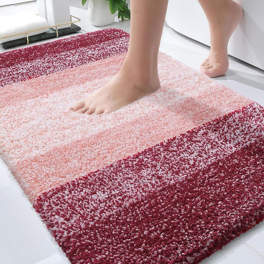OLANLY Bathroom Rugs - Extra Soft Microfiber Mat 30x20 | Quick Dry, Machine Washable, Rubber Backing - Red