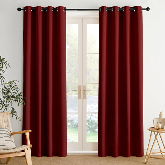 NICETOWN Room Darkening Curtains - Burgundy Red Drapery Panels, 2 Pack | W52 x L84