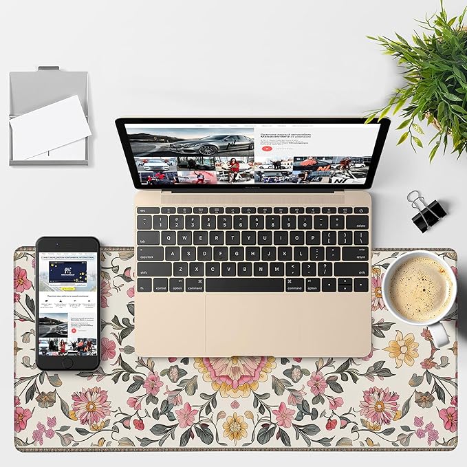 NITAHHHY Elegant Carpet Gaming Mouse Pad 3mm Thick Stitched Edge Waterproof Non-Slip Large Computer Keyboard Mouse Mat,Suitable for Office Entertainment Decorative Desk Pad 35.4 x 15.7 Inches