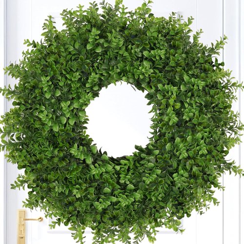 Boxwoods Wreath by [Brand Name] - 26 Inch Artificial Greenery for All Seasons | Indoor/Outdoor Home Decor