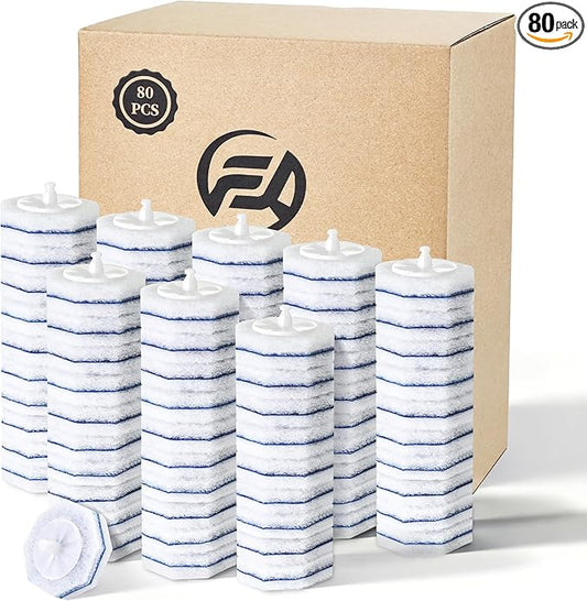 Toilet Wand Refills for Clorox, 80 Pack Disposable Toilet Brush Head with Rich Foaming, Extra Thick Refill Heads, Strong Cleaning & Deep Scrubbing Power, Disposable Toilet Cleaning System