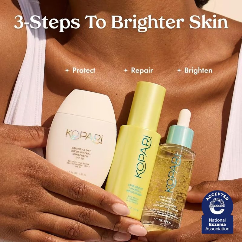 Kopari Bright as Day Sheer Mineral Sunscreen SPF 50, 100% Mineral Facial Sunscreen with Vitamin C & Niacinamide, Sheer Finish, All Skin Tones, 1.7 oz