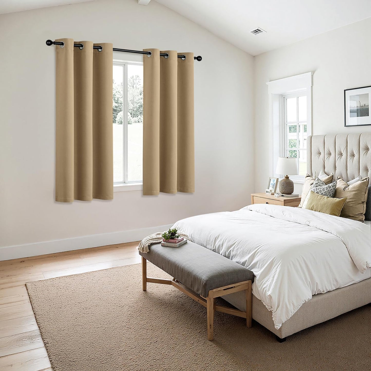 MIULEE Taupe Brown Blackout Curtains - Thermal Insulated Room Darkening Drapes | 54 Inch, 2 Panels