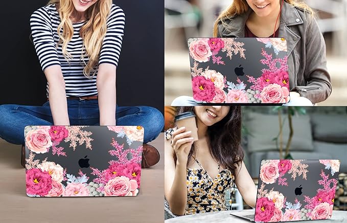 CISSOOK Compatible with MacBook Air 13.6 Inch 2026 2025 2024 2023 2022 Release A3449 A3240 A3113 A2681, Hard Shell Case with Keyboard Cover for MacBook Air 13.6" M2 M3 M4 M5 Chip, Gorgeous Flowers