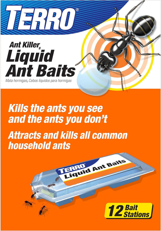 TERRO Ant Killer Bait Stations T300B - Liquid Bait for Effective Indoor Ant Control - 12 Count