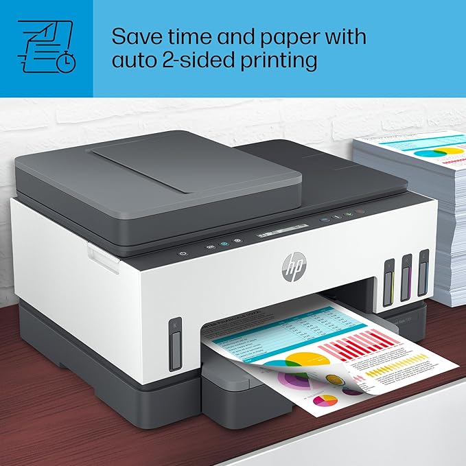 HP Smart Tank 7301 Wireless All-in-One Ink Tank Printer, Scanner, Copier with 2 Years of Ink Included, Best-for-Home Office, Cartridge-Free Refillable, AI-Enabled (28B70A)