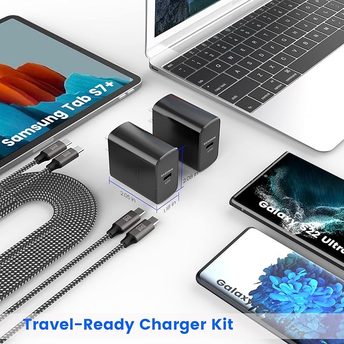 45W Super Fast Charger Type C, [2 Pack] 45 Watt USB-C Charger PD/PPS Wall Charging Block for Samsung Galaxy S26 Ultra/S25 Ultra/S25+/S25/S24/S23 Ultra/S23+/S22 Ultra/S22+, Tab S8(with 2X 10ft Cable)