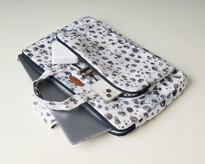 Maison d'Hermine Laptop Bag with Pocket Upto 15.5 inch Stain and Water Repellent Cotton Canvas Spring Summer (Cheeta)